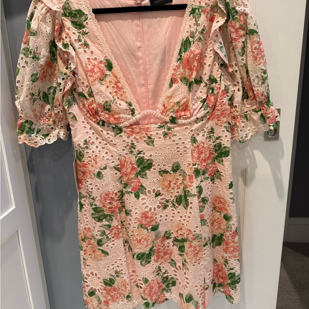 Floral Eyelet Dress with Puff Sleeves